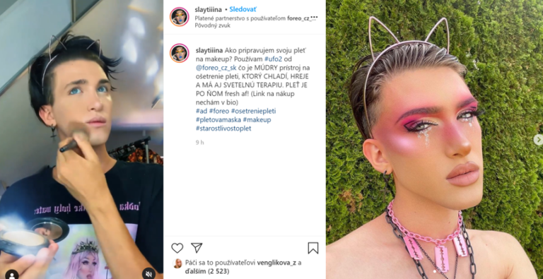 Obr. 2: Slaytiina, slovenský make up artist a inlfuencer