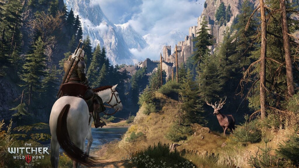 Obr. 1 Zábery z hry The Witcher 3: Wild Hunt, obľúbenej aj pre peknú grafiku